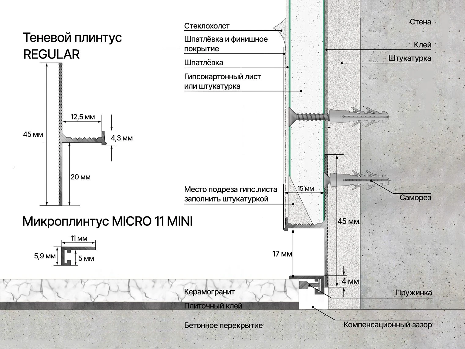 ТЕНЕВОЙ ПЛИНТУС LACONISTIQ РЕГУЛЯР 45 (REGULAR)